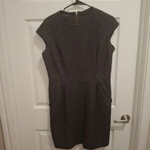 LAFAYETTE 148 Size 10 Dark Grey‎ Wool Blend Cap Sleeve Workwear Dress